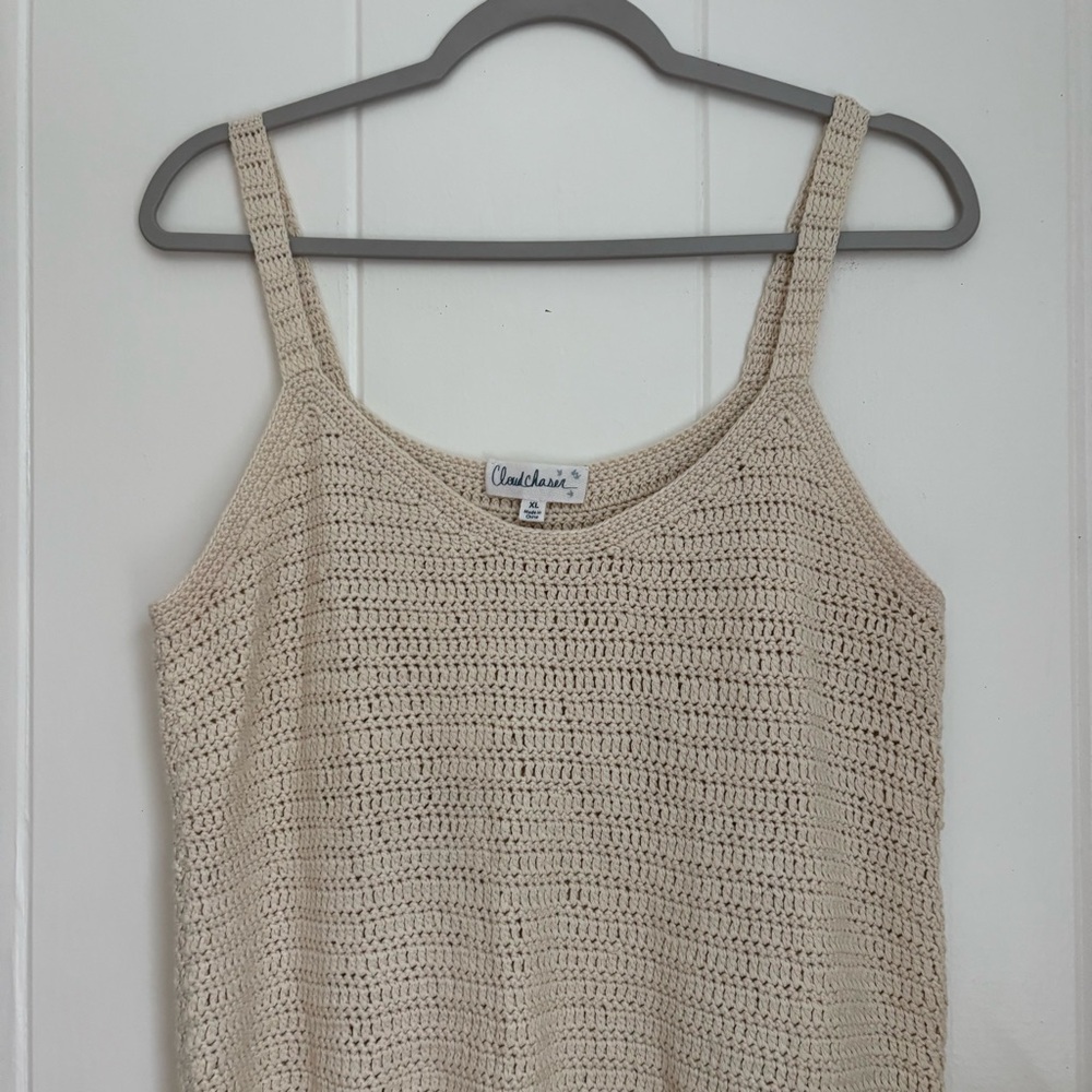 Cloud Chaser Cream Knit Fringe Tank Top - Picture 4 of 7